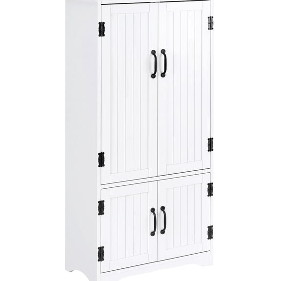 48.5" MDF Pantry with Beadboard Doors and Black Handles / Convenient Storage in Kitchen
