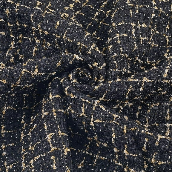 48.5 x 150CM Black and Gold Checkered Fabric Scottish Tartan Gingham Plaid Fabric Buffalo Quilting Fabric Cloth for Sewing Making Crafts Scarve Apparel Tablecloth Party Home Decor Diy Supply Black