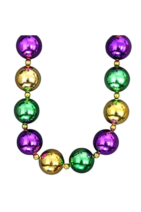 48" 50mm Purple, Green and Gold Round Balls Necklace (Each)