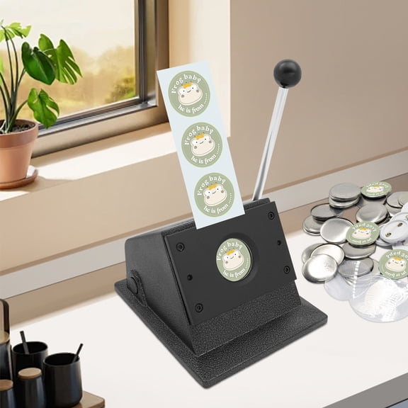 48.5mm Black Modern Manual Graphic Punch Die Cutter Round PVC Paper Card Button Maker For Cuting Thin Films