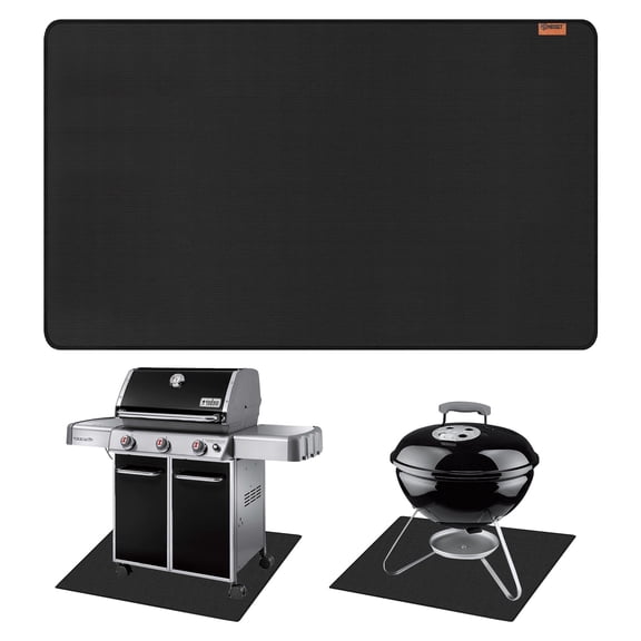 48 × 60 Inches Under Grill Mat for Outdoor Grill, Double Sided Fireproof and Oil Proof Mat for Fire Pit,Protects Decks and Patios BBQ Floor Mat Black