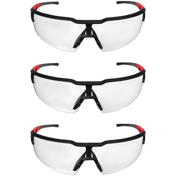48-73-2052 for Milwaukee Anti-Scratch Safety Glasses with Clear Lenses - 3 Pack, Large, Black Red$$Tools & Hardware Other