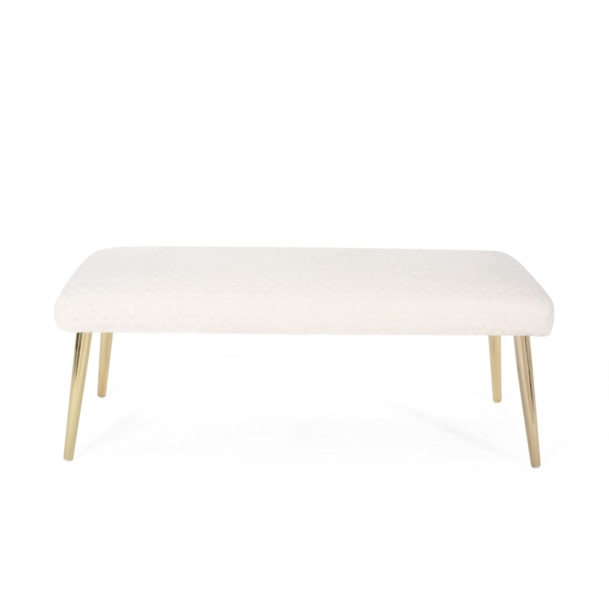 48.75" White and Gold Contemporary Rectangular Bench