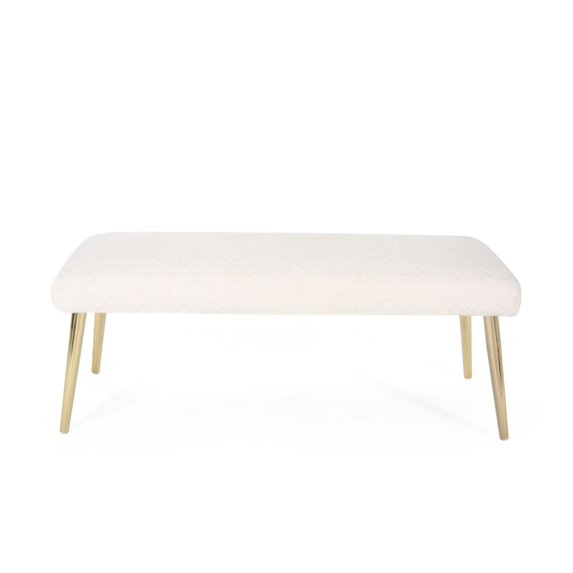 48.75" White and Gold Contemporary Rectangular Bench