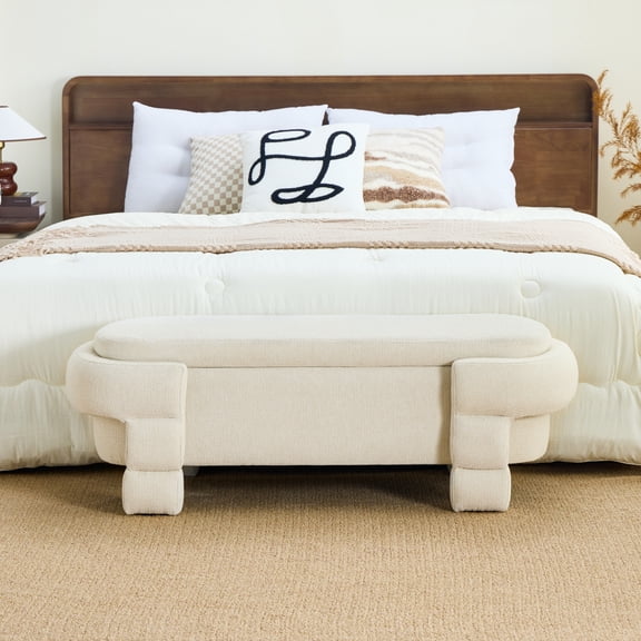 48.8" Ottoman with Storage,Storage Bench,Upholstered Entryway Bench with Seating, End of Bed Ottomans for Living Room, Bedroom, Modern Entryway Benchs