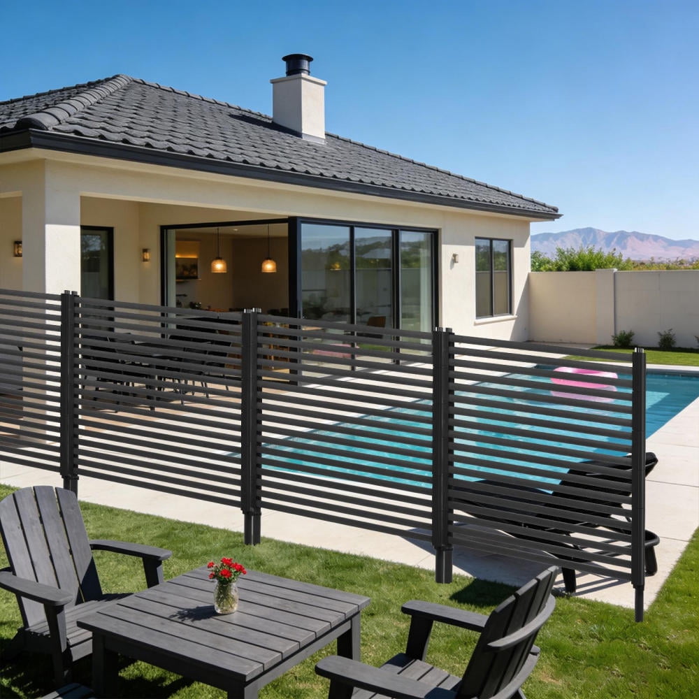 48.8" x 35.4" Outdoor Privacy Screen,No-Dig Metal Fence, Decorative Garden Barrier,Black