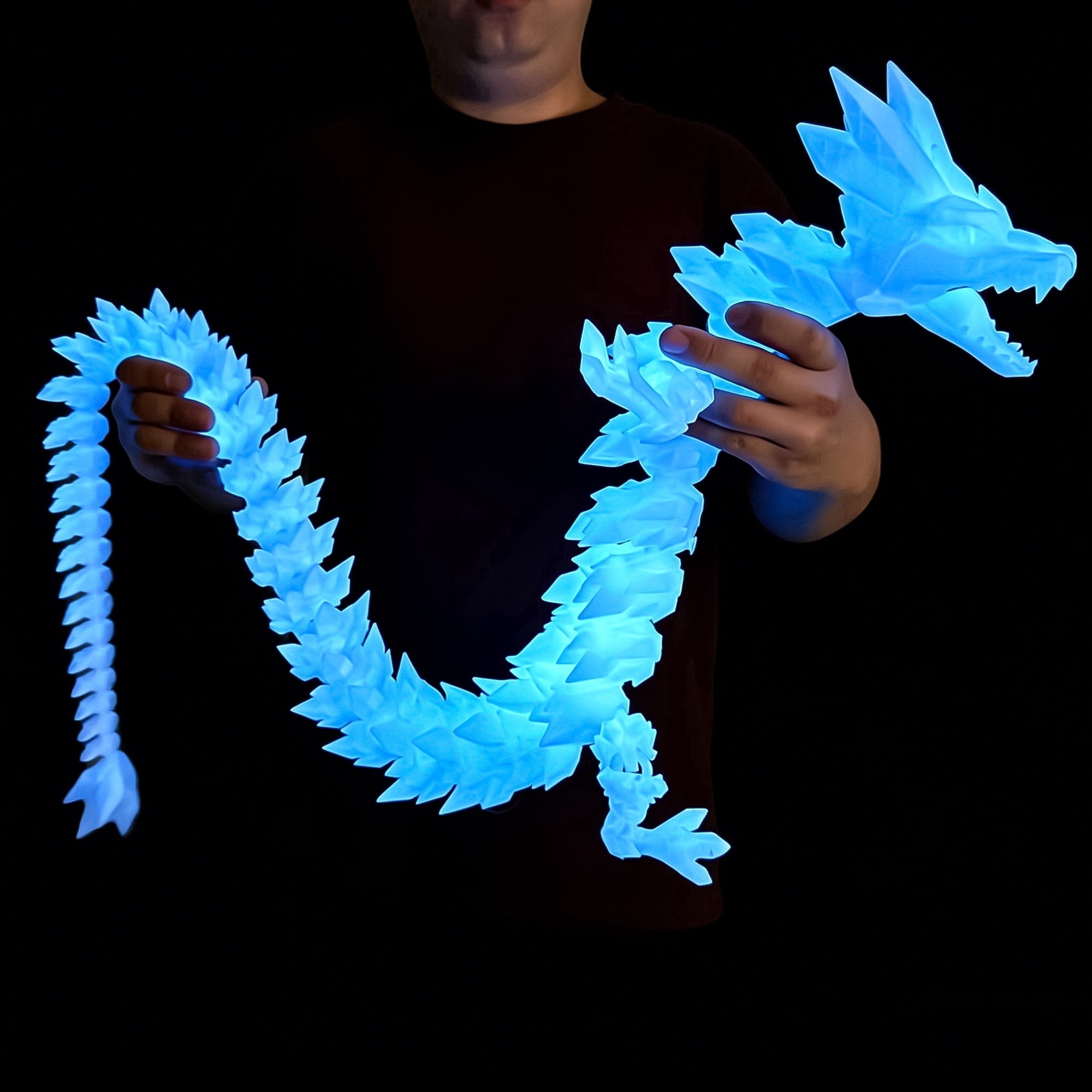 48.82inch 3D Printed Crystal Dragon,Flexible Joint Animal lacertid Figurines,Realistic Eyes, Home Office Decor,Fidget Toy for Adults Teens Boy Festival Gifts