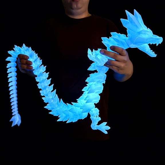 48.82inch 3D Printed Crystal Dragon,Flexible Joint Animal lacertid Figurines,Realistic Eyes, Home Office Decor,Fidget Toy for Adults Teens Boy Festival Gifts