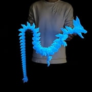 48.82inch Super Large 3D Printed Crystal Dragon,Movable mouth,Flexible Joint Animal lacertid Figurines, Home Office Decor,Fidget Toy for Adults Teens Boy Festival Gifts ,Executive Desk Toy GREEN