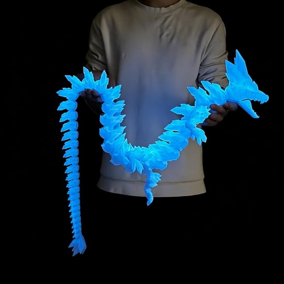 48.82inch Super Large 3D Printed Crystal Dragon,Movable mouth,Flexible Joint Animal lacertid Figurines, Home Office Decor,Fidget Toy for Adults Teens Boy Festival Gifts ,Executive Desk Toy (GREEN)
