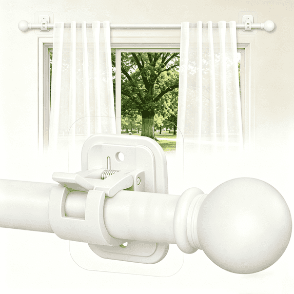 PANGTON VILLA, Adjustable Curtain Rod, 48-84 inches, White - Walmart.com