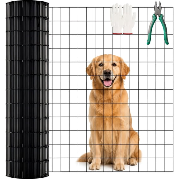 48" × 99ft Vinyl Coated Welded Wire Mesh, 16 Gauge 2/3 inch Black PVC Metal Mesh, Protective Fence Support for Poultry Cages