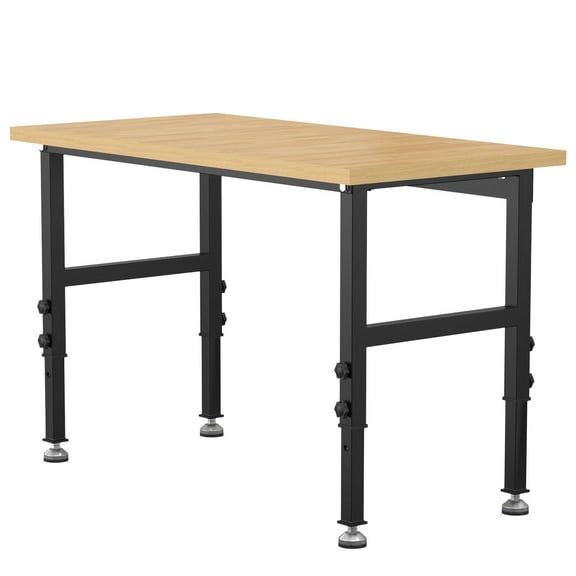 48" Adjustable Workbench,Heavy-Duty Work Table,3000 LBS Load Capacity Particleboard Hardwood Workstation Outlets with Fixed feet,for Workshop, Garage