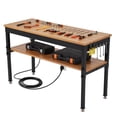thumbnail image 1 of 48" Adjustable Workbench with Storage Shelf & Power Outlet, Heavy-Duty 48 x 24 in Work Bench, 2500 LBS Load Capacity for Garage, Workshop & Home, 1 of 6