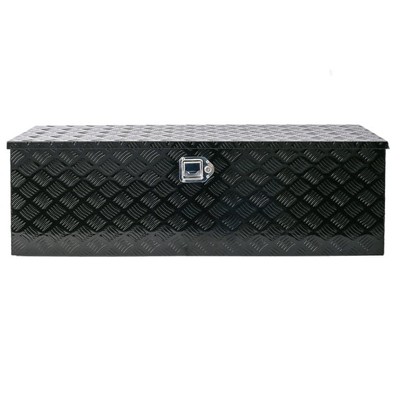 48" Aluminum Truck Tool Box, Heavy Duty Black Underbed Storage Box with Lock - 48x15x15 Inch RV/Trailer/Pickup Organizer