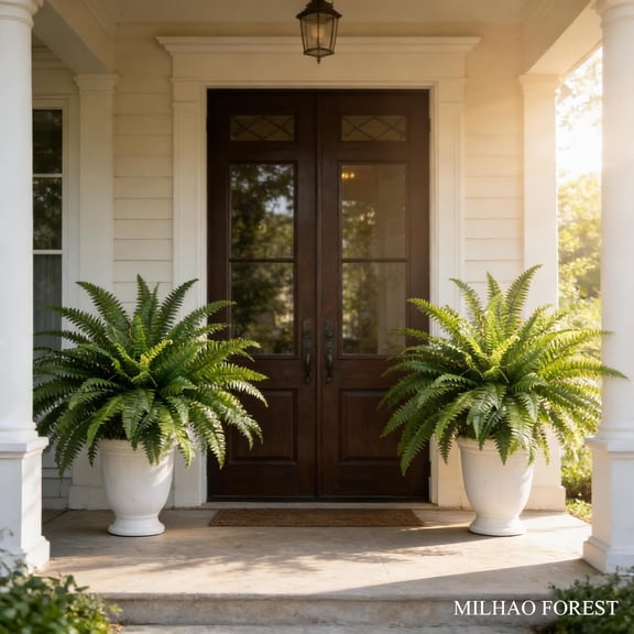 48" Artificial Ferns for Outdoors Large, 2 Packs Fake Ferns, Realistic & Faux Fern for Porch Windowsill Garden Planter Home Indoors Office Decor, Potted or Hanging (67 Leaves/Stem)
