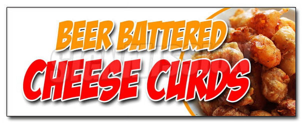 48" BEER BATTERED CHEESE CURDS DECAL sticker wisconsin poutine fried fresh