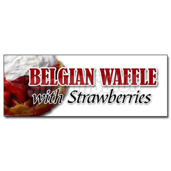 48" BELGIAN WAFFLE WITH STRAWBERRIES DECAL sticker whip cream syrup breakfast