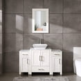 "48"" White Oak Bathroom Vanity Cabinet with Marble Top, Sink, Mirror ...
