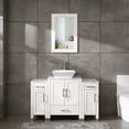 thumbnail image 1 of 48" Bathroom Vanity Cabinet Solid Wood Marble Pattern Top,Sink,Mirror,Faucet & Drain,White, 1 of 6