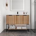 thumbnail image 1 of 48" Bathroom Vanity with Resin Basin,  Freestanding Storage Cabinet with 2 Soft-Close Doors & 1 Storage Drawer & 1-Tier Open Shelf , Modern Design Bathroom Vanity for Bathroom, Maple, 1 of 9