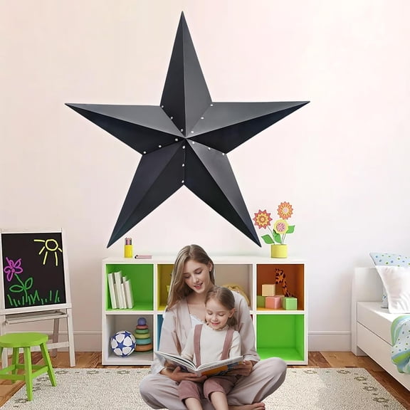48" Black Barn Star Metal Wall Hanging Decor - Outdoor & Indoor, Rust Resistant, Weatherproof - Perfect for Living Room & Farmhouse Decor