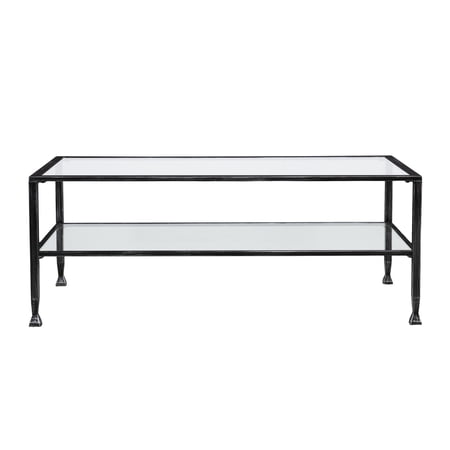 48" Black Glass And Metal Rectangular Coffee Table
