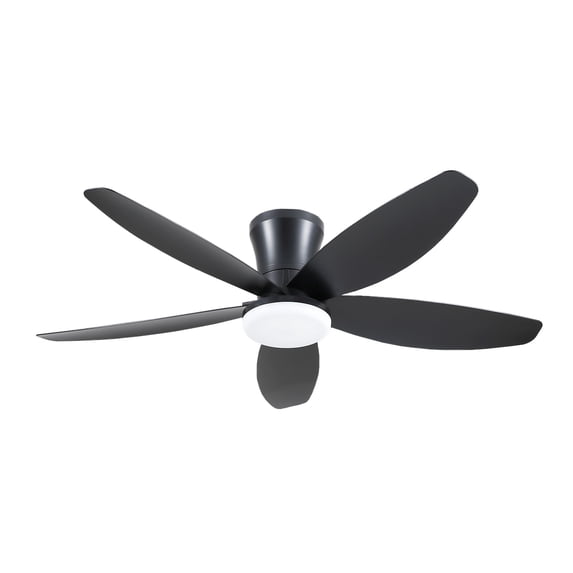 PHORUS 48" Black Flush Mount Ceiling Fan with LED Light, Quiet DC Motor, Remote & App Control, 6-Speed Reversible Fan for Bedroom and Living Room