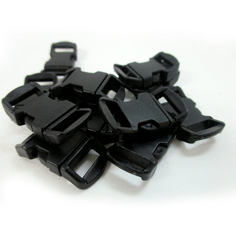 48 Black Paracord Bracelet Buckle 1/2 Plastic Curved Side Release Snap  Survival 