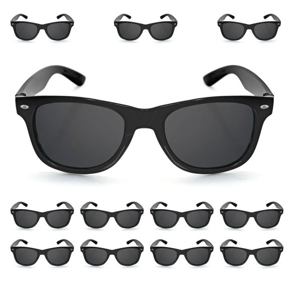 Black Sunglasses Bulk 48 Piece Party Pack- Wholesale Lot -Retro StyleBlack Sunglasses for Graduation Mardi Gras Holidays-Birthdays Wedding Party Adult Kids Men Women