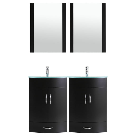 48 Black Vanity Set - Two 24 Sink Bases (LV5-C10-48-B)
