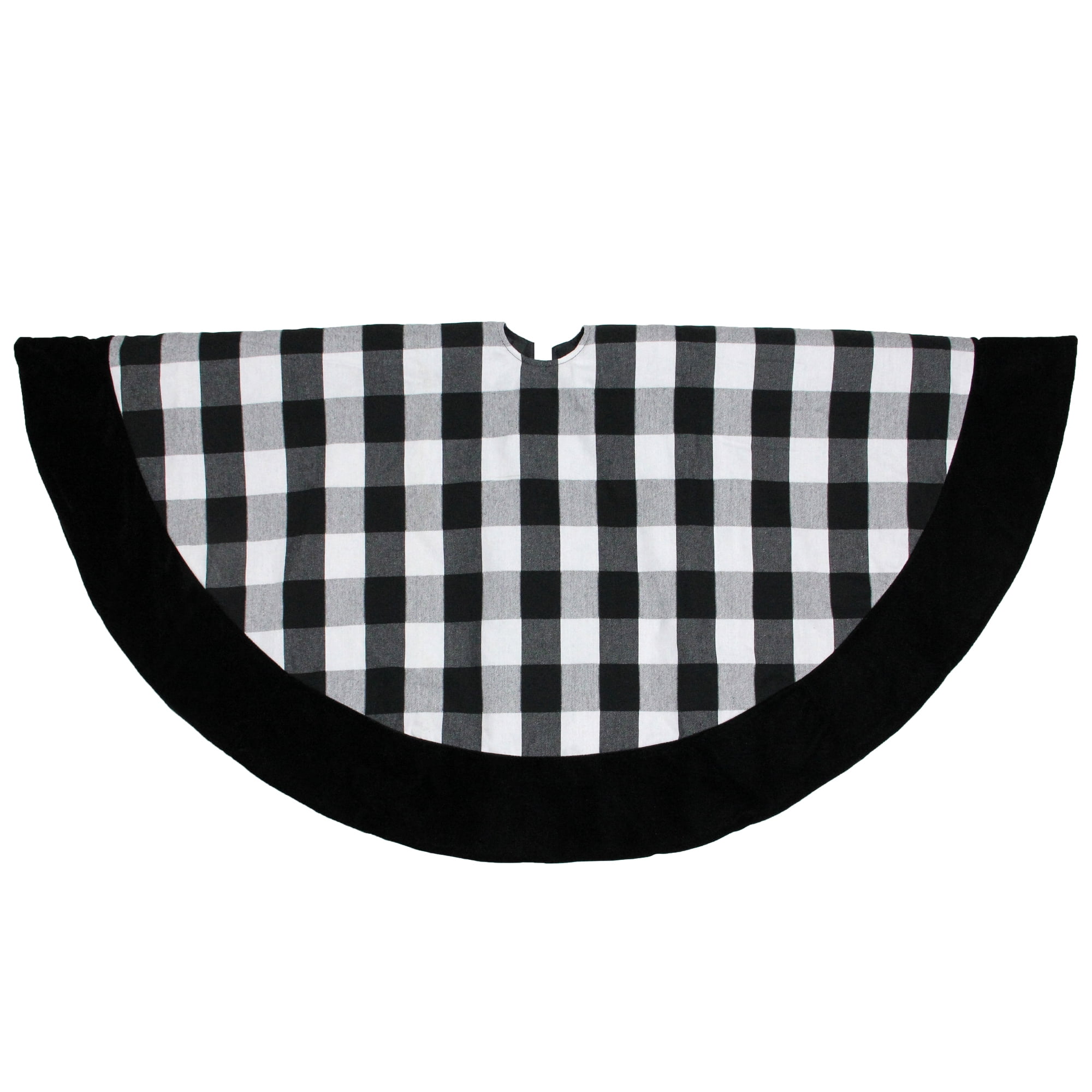 48" Black and White Plaid Round Christmas Tree Skirt Black And White Christmas Tree Skirt