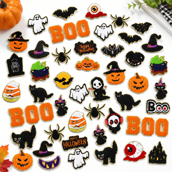 48 Boo Iron On Patches Sew Chenille