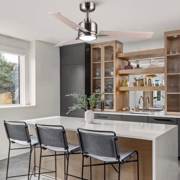 48" Brushed Nickel Lowe Profile Ceiling Fan with Light