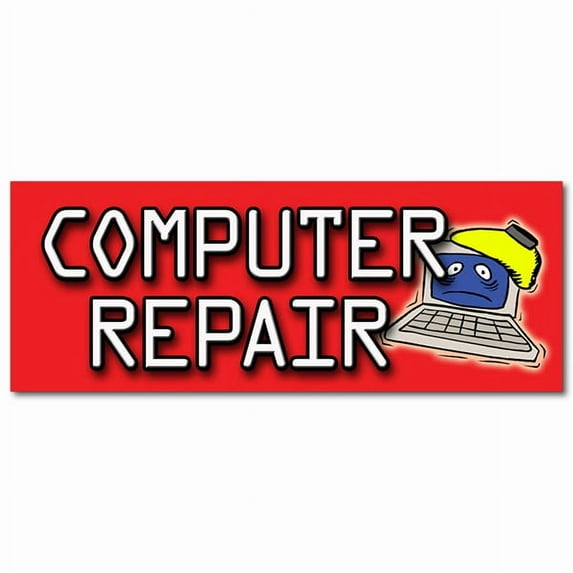 48" COMPUTER REPAIR DECAL sticker monitor screem mouse keyboard network fix