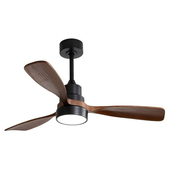 48"Ceiling Fan with Light and Remote Control,Indoor Brown Ceiling Fan with 6-Speed Reversible DC Motor 5-ABS Fan Blades
