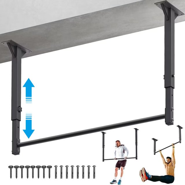48" Ceiling Mounted Pull Up Bar, Heavy Duty MultiGrip Chin Up Bar