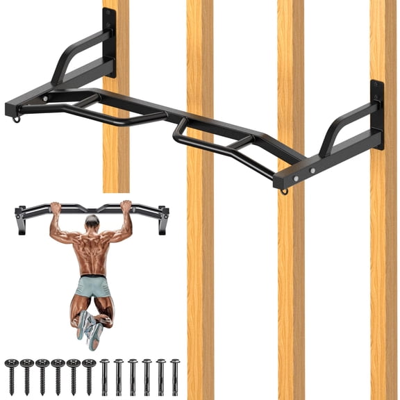 48" Ceiling Mounted Pull Up Bar  Heavy Duty Multi-grip Chin Pullup Adjustable Height Bands For Ups & Body Stretching Ideal Home Gym And Strength