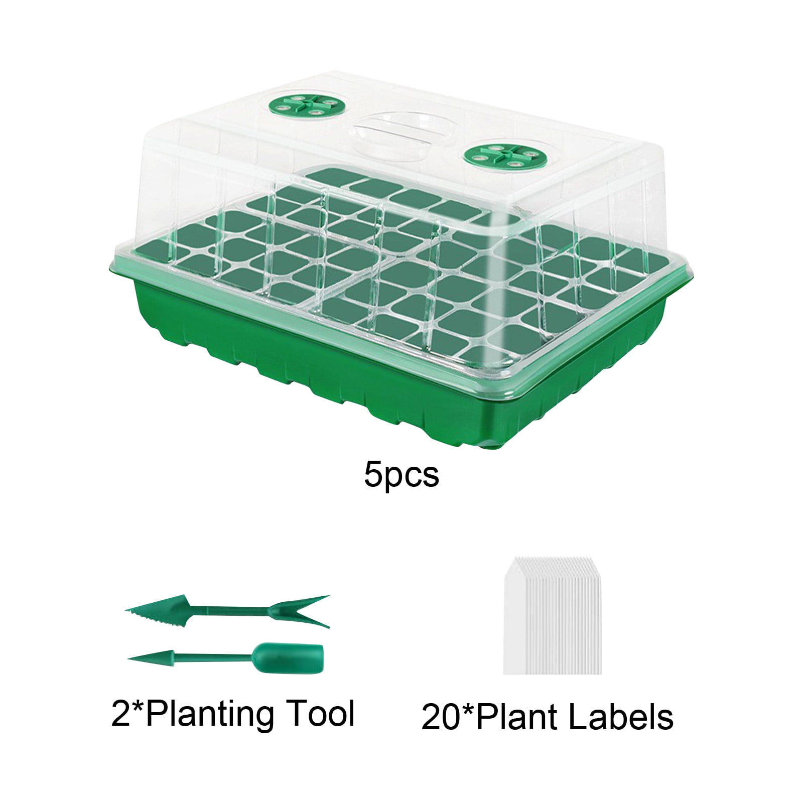 48 Cell Seed Starter Tray Kit Seedling Germination Box with Humidity Dome Propagation Tray Plant Growing Container Indoor Gardening Seed Starting Cultivation Set