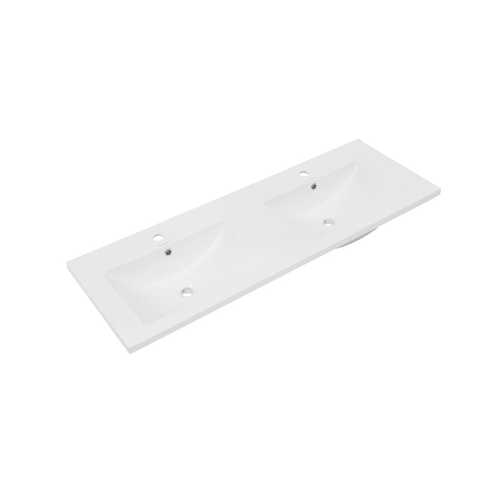 White Ceramic 48" Vanity Top with Double Basins