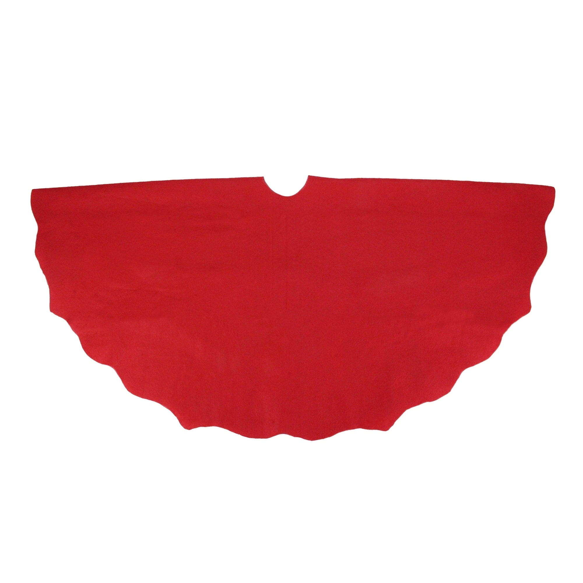 48" Red Felt Scalloped Edge Christmas Tree Skirt