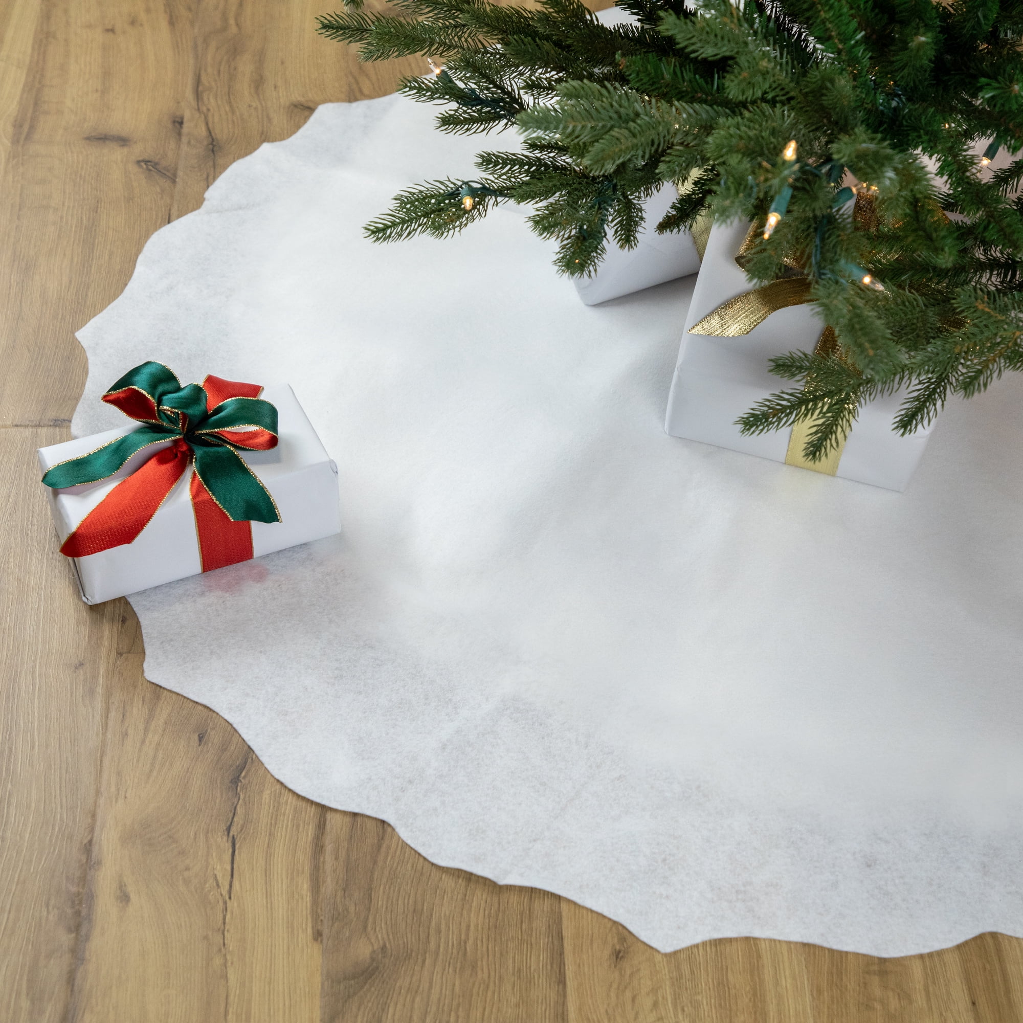 48" Christmas Traditions Winter White Scalloped Edge Christmas Tree Skirt