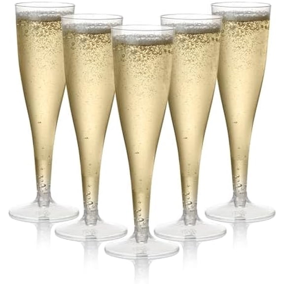 48 Clear Champagne Flutes 5 oz - Reusable Plastic Glasses, Copas De Plastico Para Brindis, Mimosa and Toasting Glasses for Cocktails, Weddings
