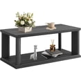 thumbnail image 1 of 48“ Coffee Table, Wooden Center Table with 2 Tier Storage Shelves, Rectangular Living Room Table Modern Farmhouse Coffee Table for Living Room, Home Office, Bedroom, Apartment, Dark Grey, 1 of 9