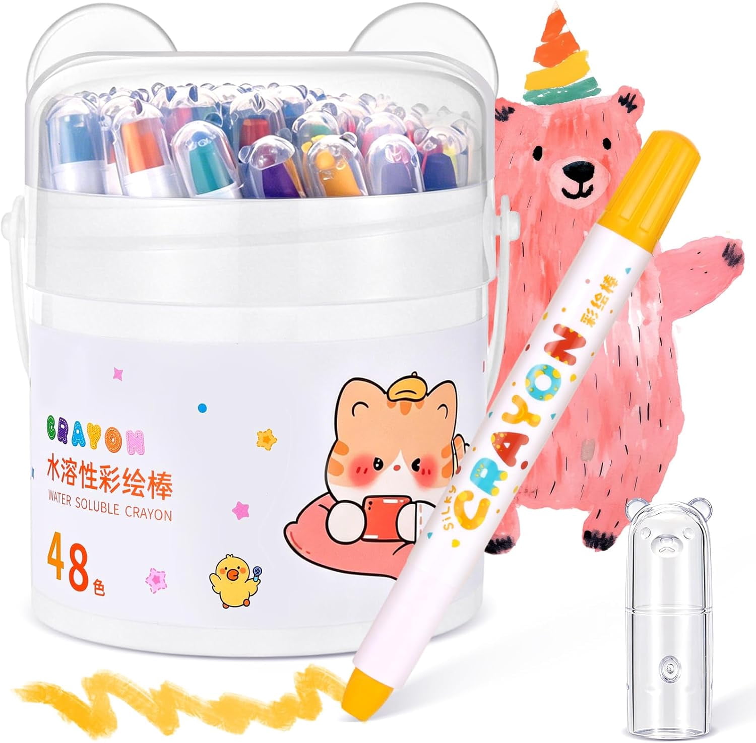 48 Color Silky Twistable Crayons Washable Easy Grip for Artist, Multicultural Pastel Gel Crayons, Art Supplies Coloring Gift