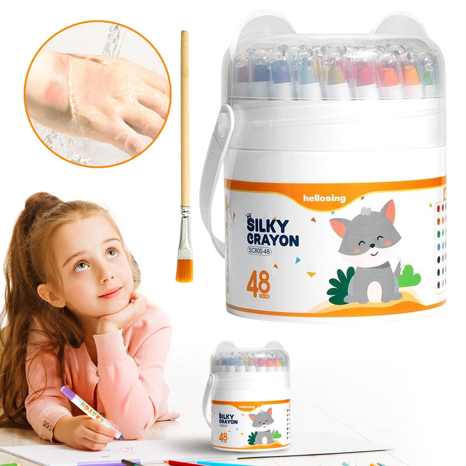 48 Color Silky Twistable Crayons for Artist,Washable Crayon,Home Art Crafts Supplies