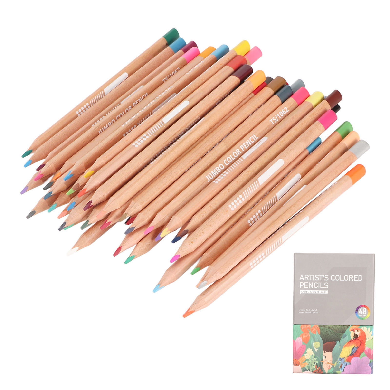 48 Colored Pencil Set Oil Based Thicken Triangular Barrel Professional