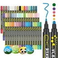 thumbnail image 1 of 48 Colors Dual Tip Acrylic Paint Pens, 1-5MM Edium Tip and 1 MM Brush Tip, Permanent Acrylic Markers Pens for Rock Painting,Wood,Canvas,Stone,Glass,Ceramic, DIY Crafts Making Art Supplies, 1 of 9