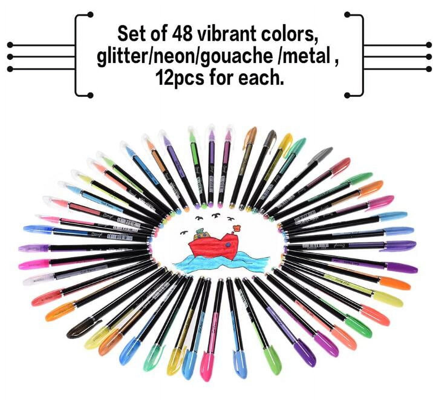 48 PC Scented Glitter Gel Pens Coloring Books Drawing Neon