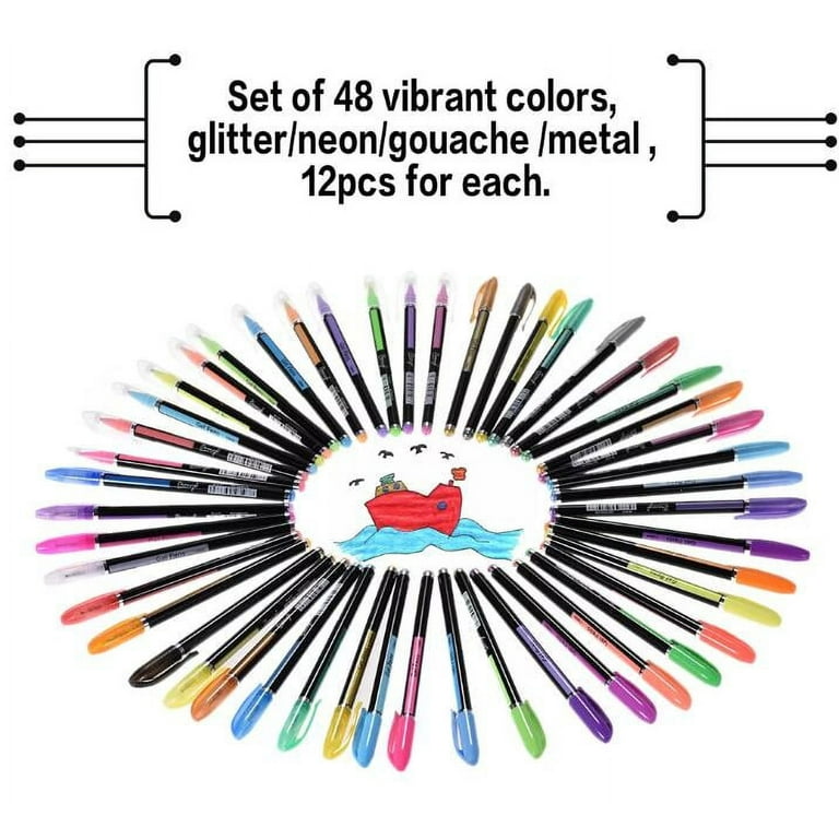 Lineon 108 Colors Gel Pens,Gel Pen Set for Adult Coloring Books Art Markers